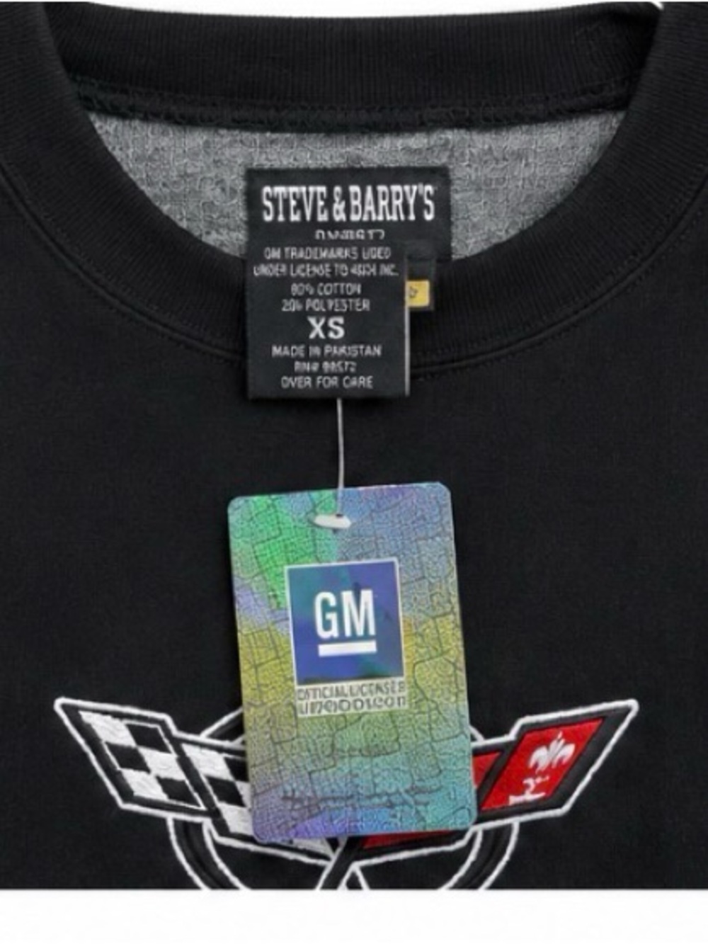 Steve & Barry's Black Crewneck Sweatshirt with Corvette Logo - Picture 2 of 5